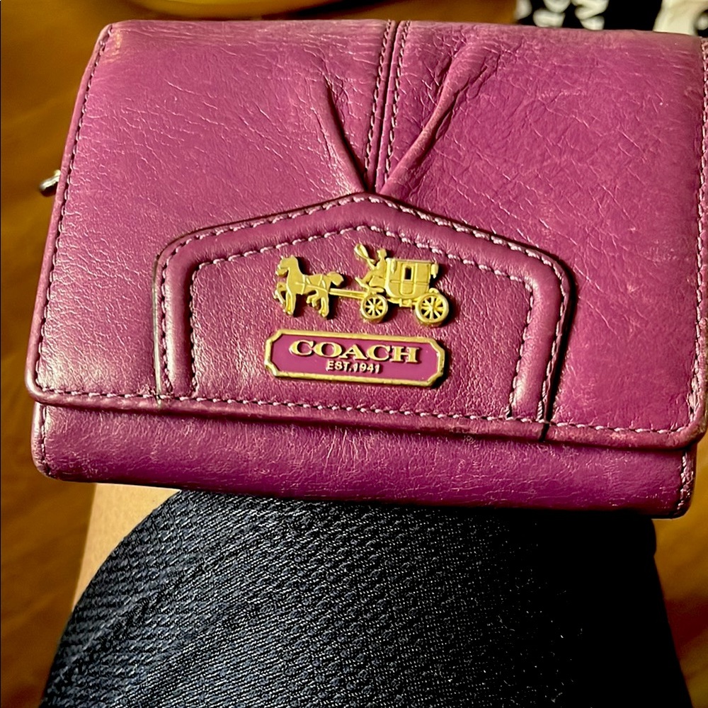 Coach Purple Leather Wallet
